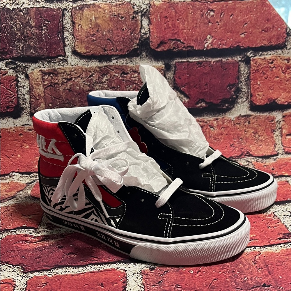 Vans Black and Red High-Top Sneakers